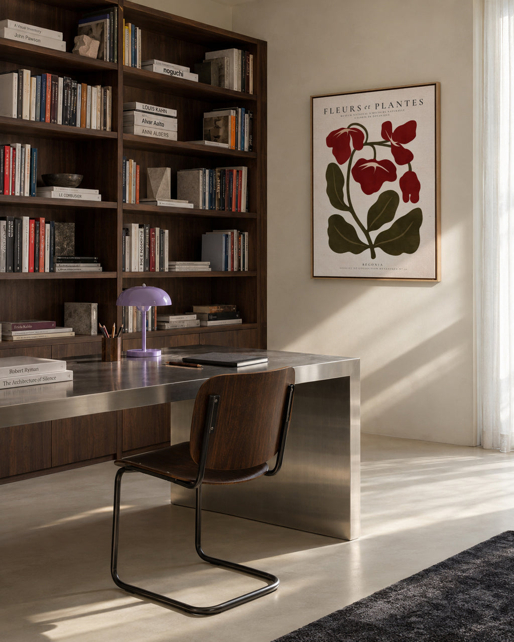 Red Begonia - Framed canvas in an interior