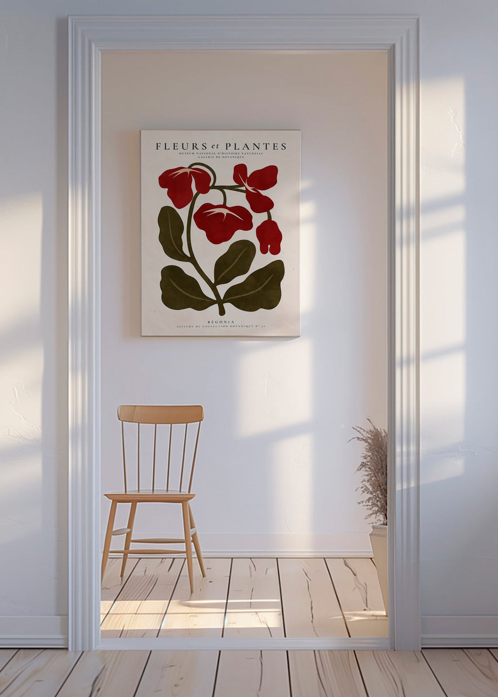 Stampa botanica: Begonia rossa stilizzata
