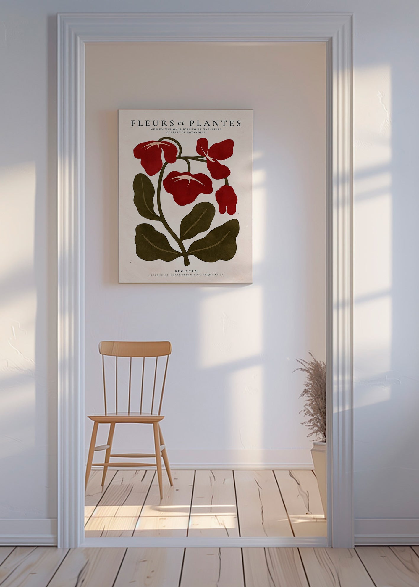 Stampa botanica: Begonia rossa stilizzata