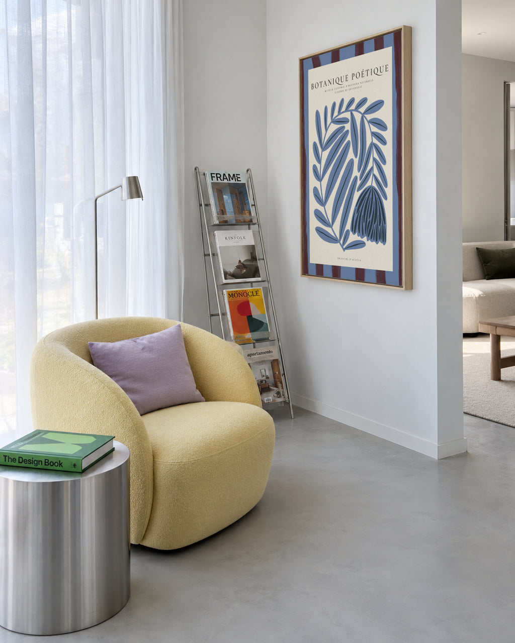 Blue Acacia - Framed canvas in an interior