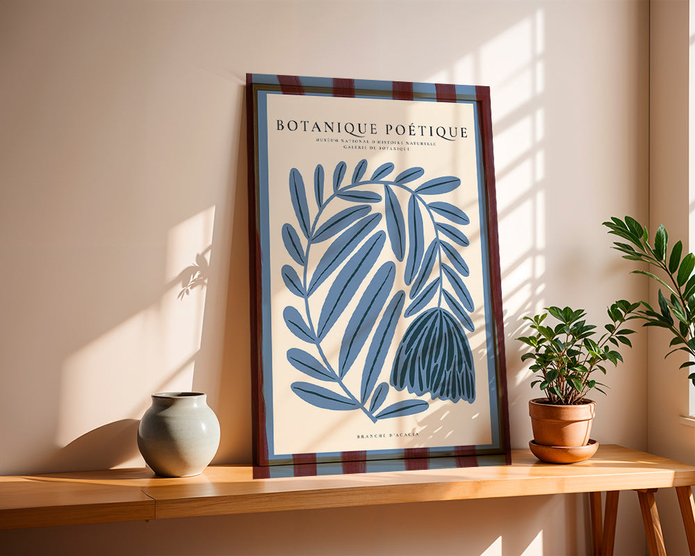 Stampa botanica: acacia stilizzata blu
