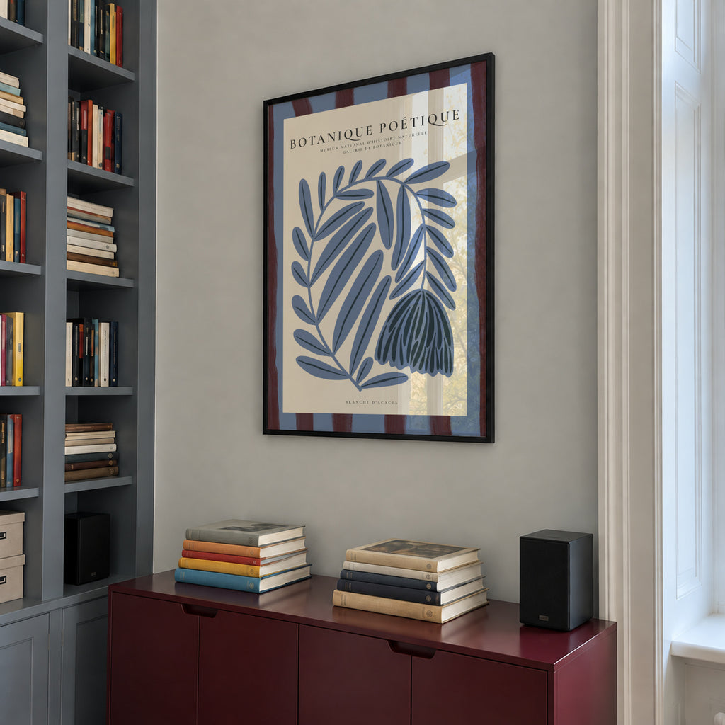 Blue Acacia - Framed poster in an interior