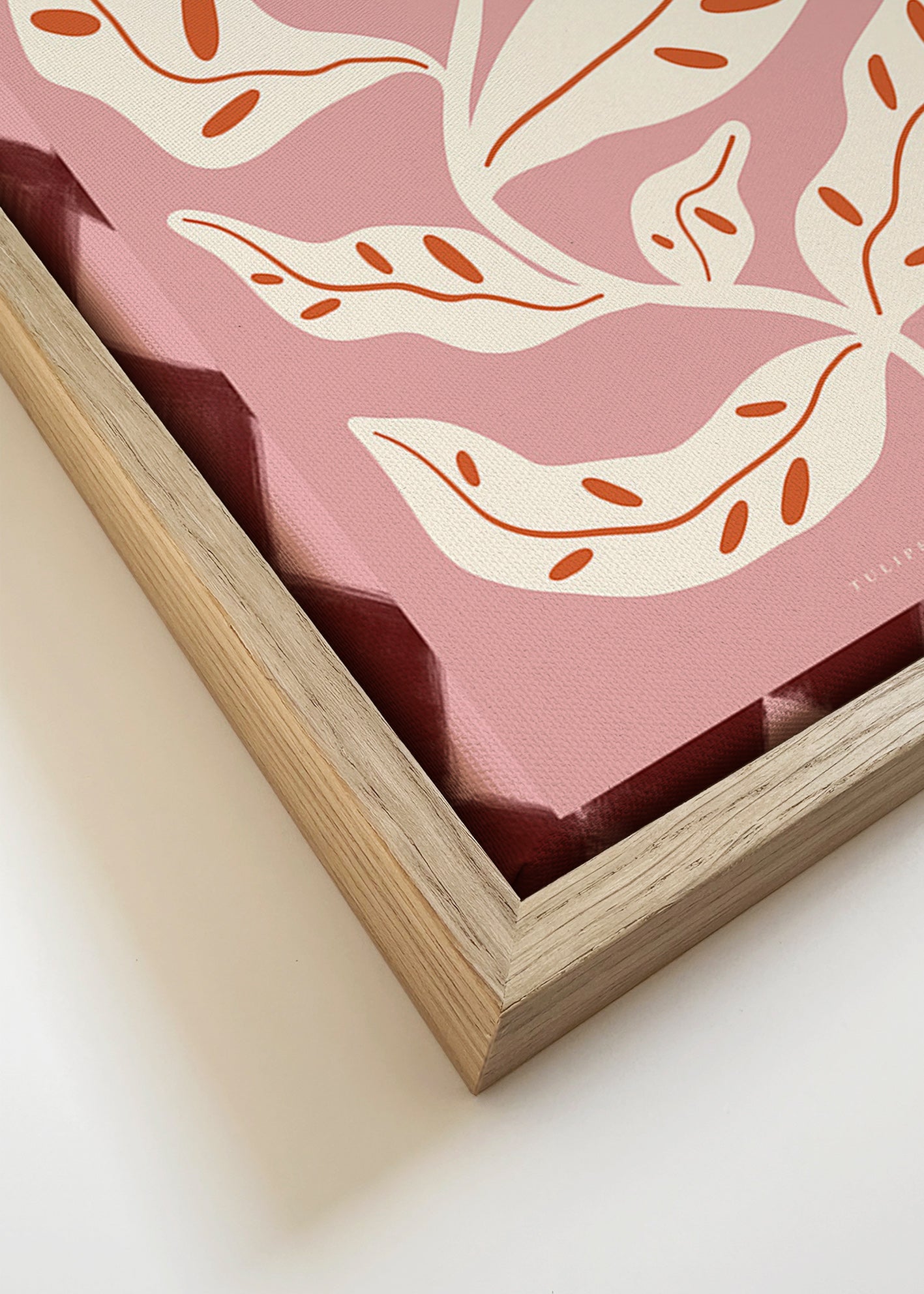 Stampa botanica con fiore stilizzato rosa