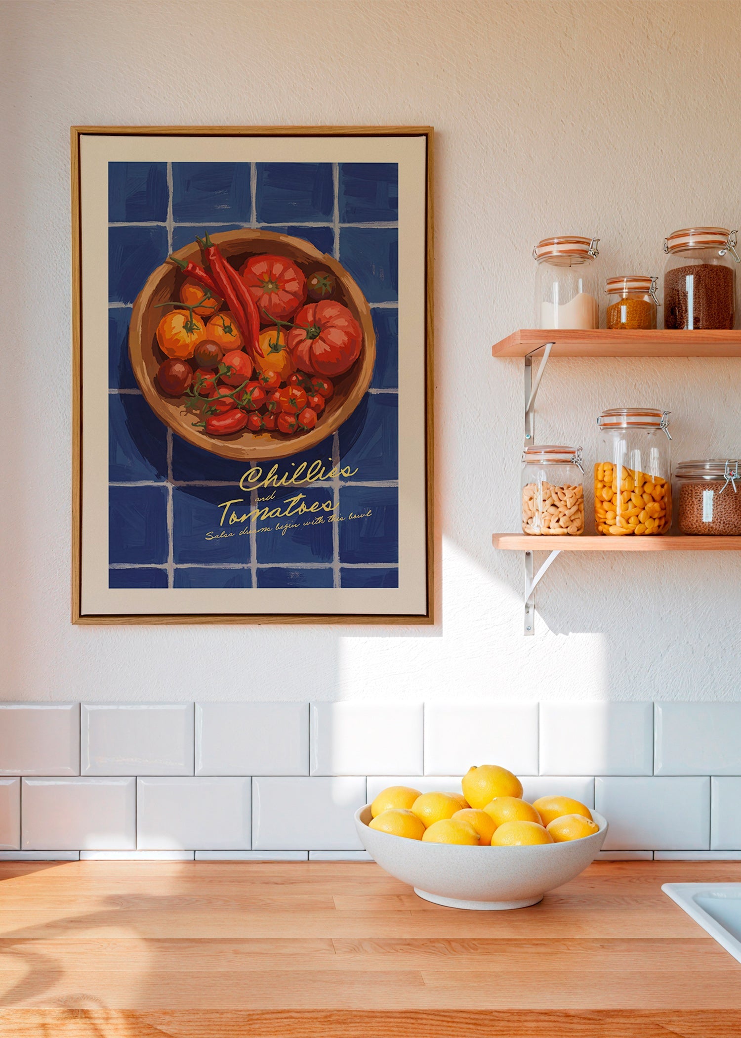 Arte da cucina con peperoncini e pomodori illustrati