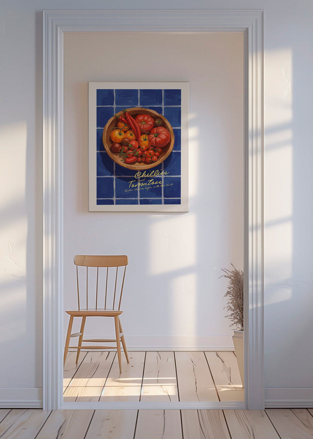 Arte da cucina con peperoncini e pomodori illustrati
