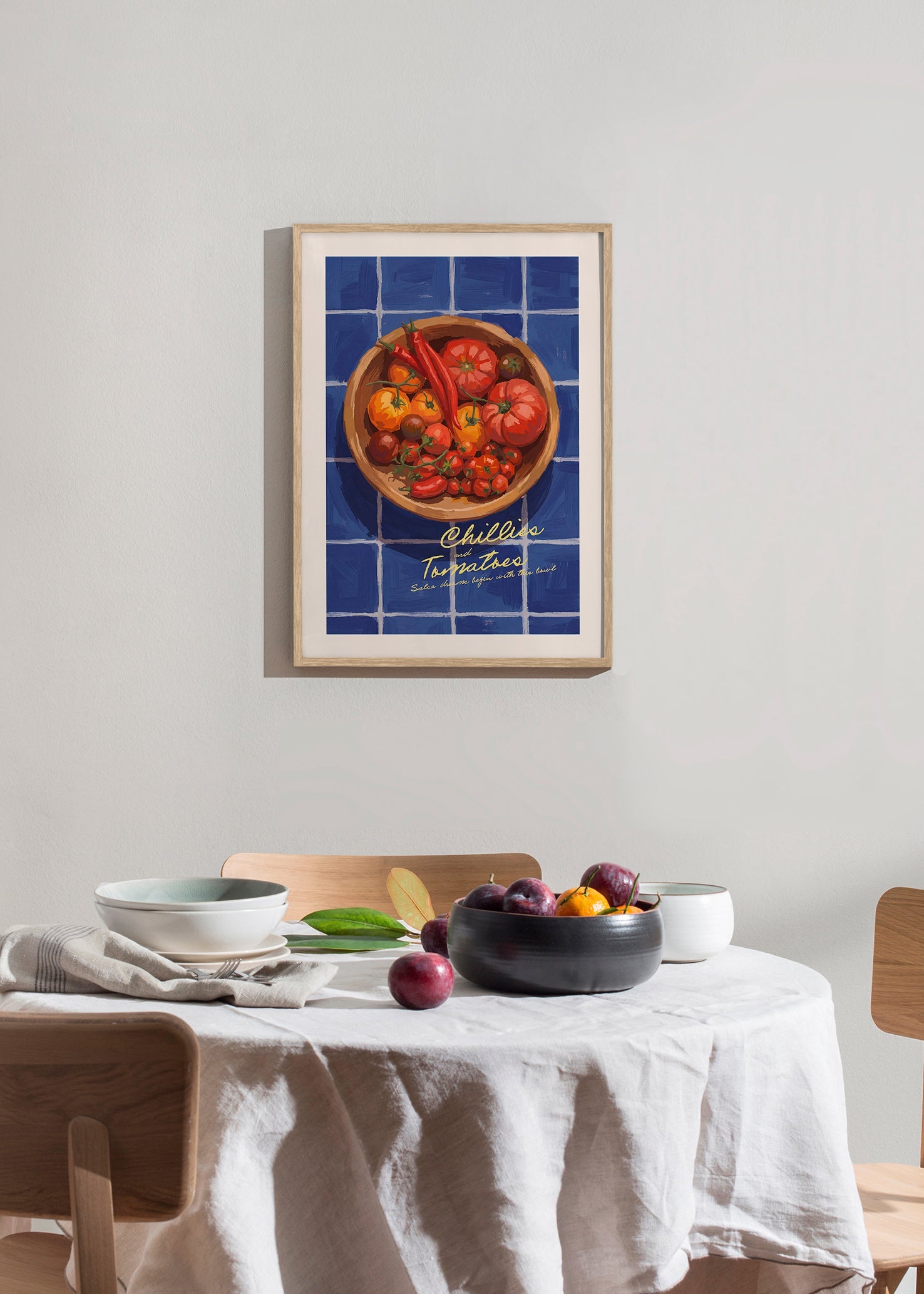Arte da cucina con peperoncini e pomodori illustrati