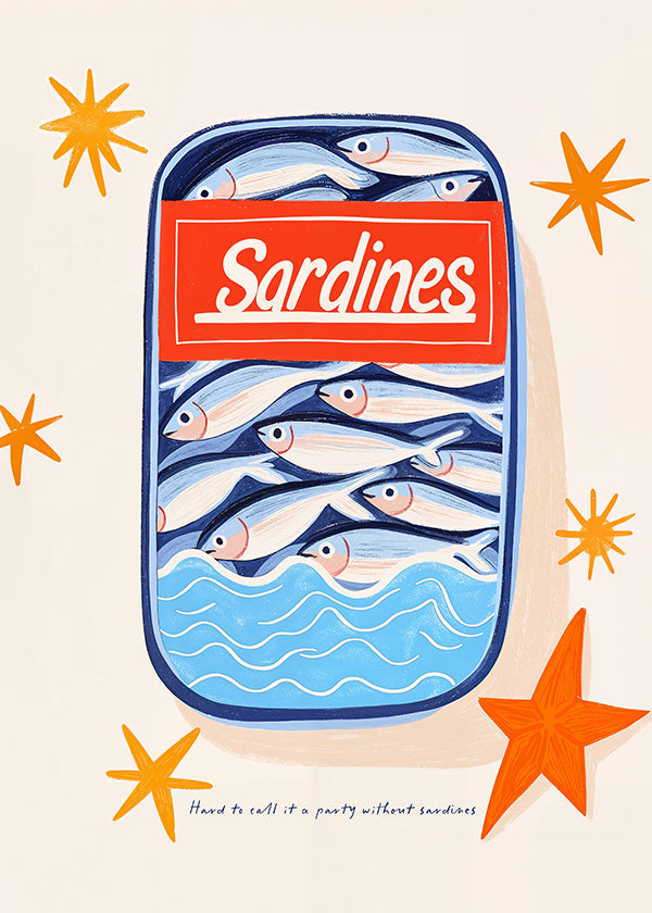 Arte da cucina: lattina di sardine illustrata