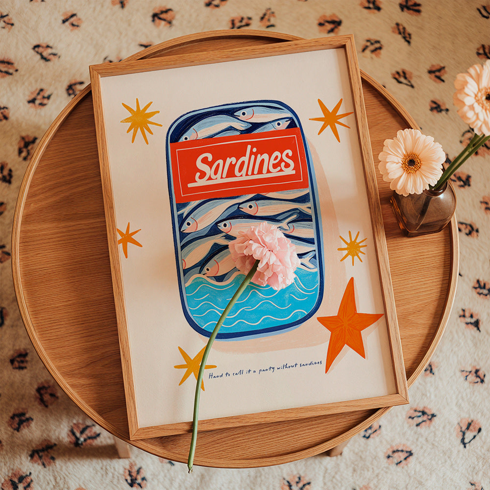 Arte da cucina: lattina di sardine illustrata