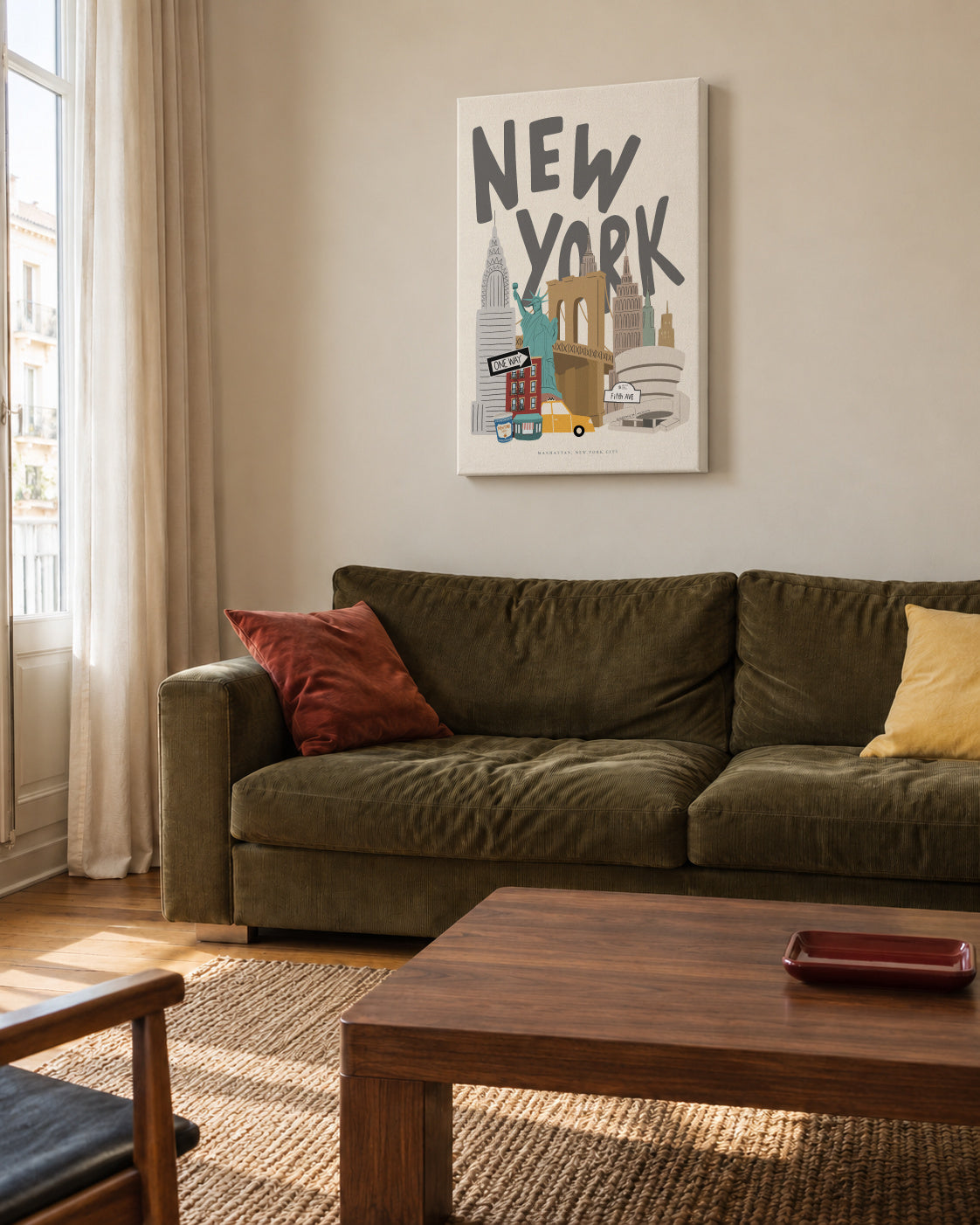 New York Icons - Unframed canvas in an interior