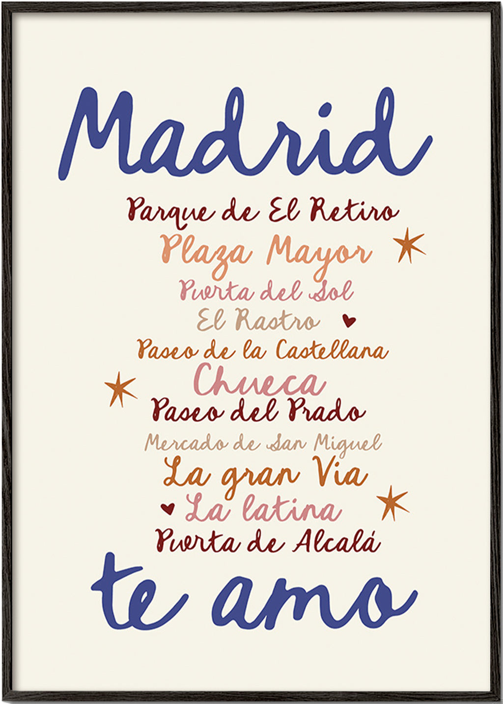 Poster di viaggio Madrid lettering distintivo