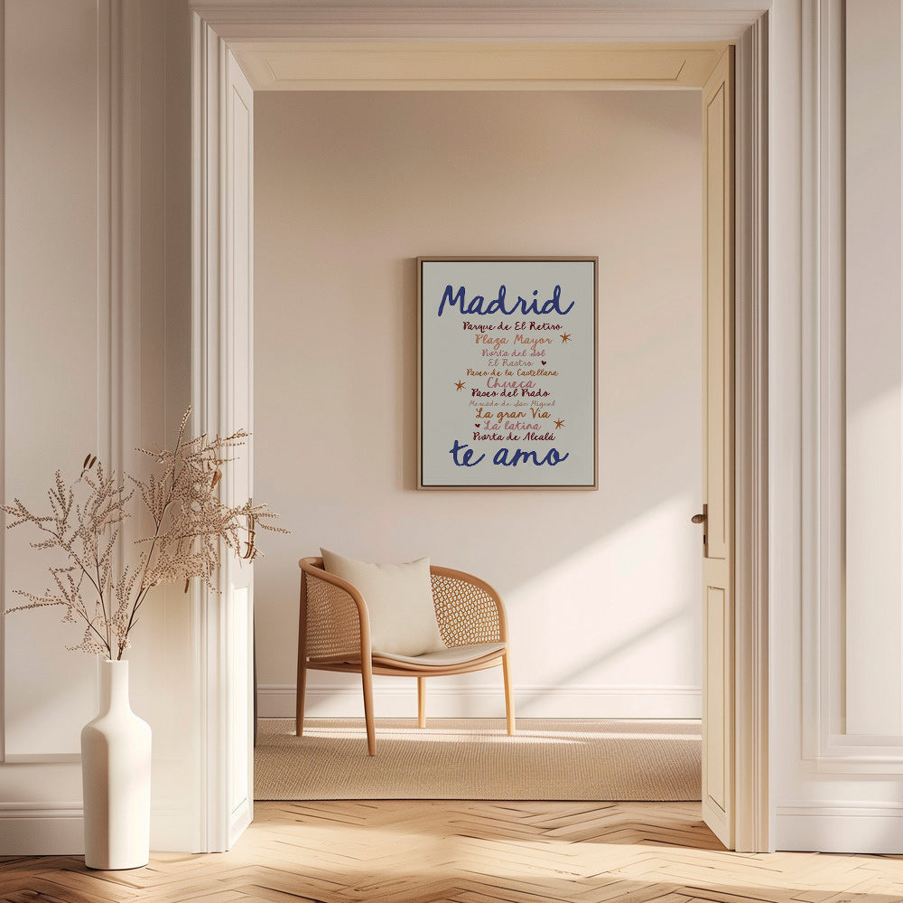 Poster di viaggio Madrid lettering distintivo