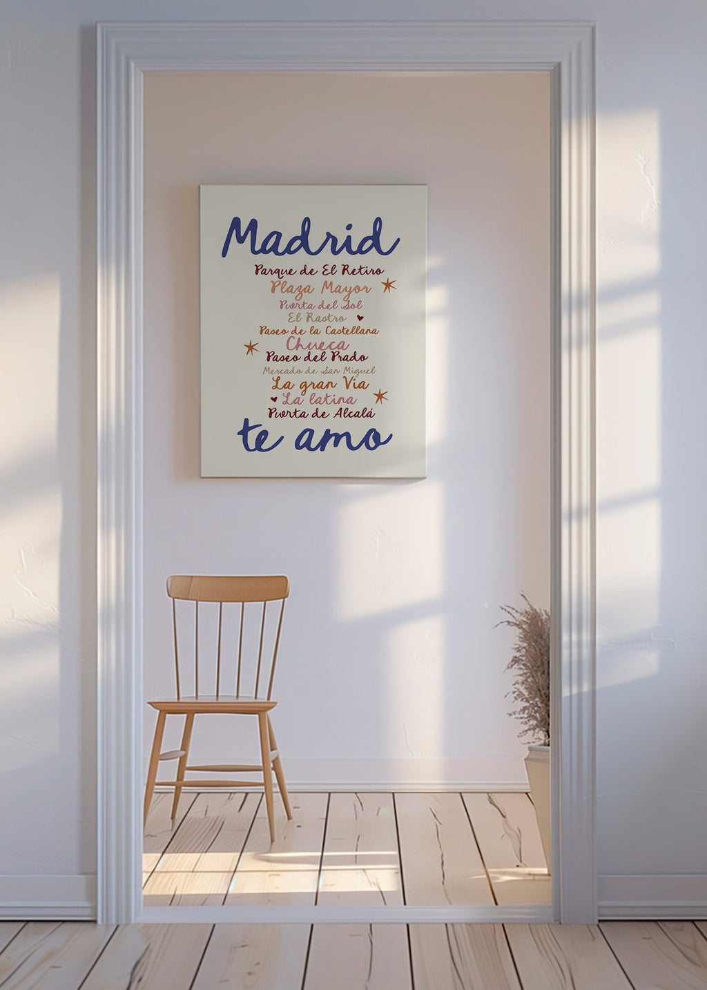 Poster di viaggio Madrid lettering distintivo