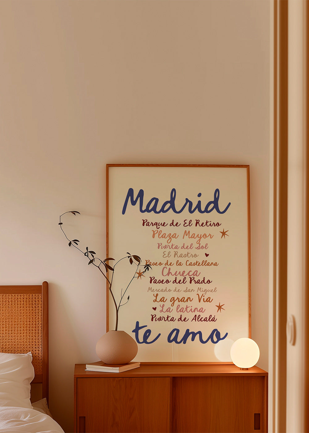 Poster di viaggio Madrid lettering distintivo