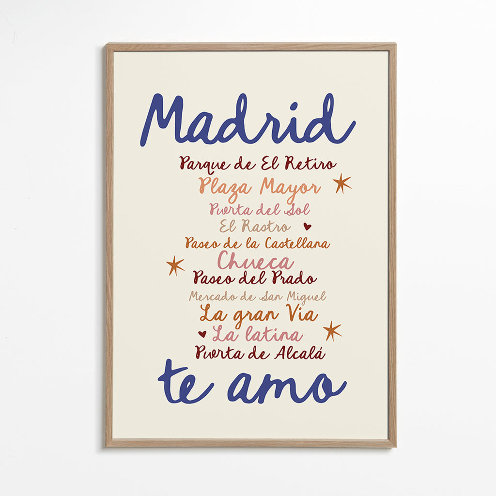 Poster di viaggio Madrid lettering distintivo