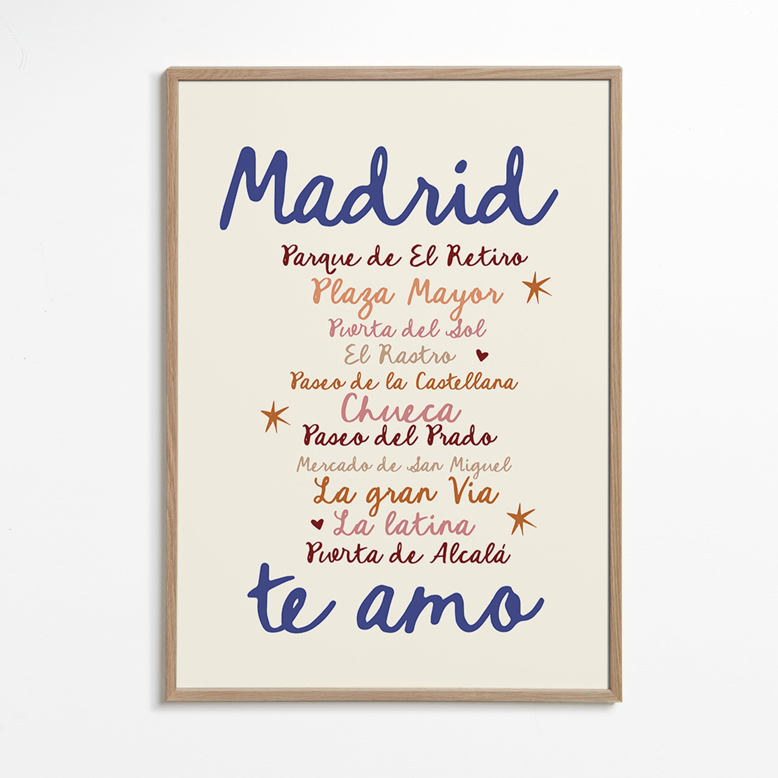 Poster di viaggio Madrid lettering distintivo