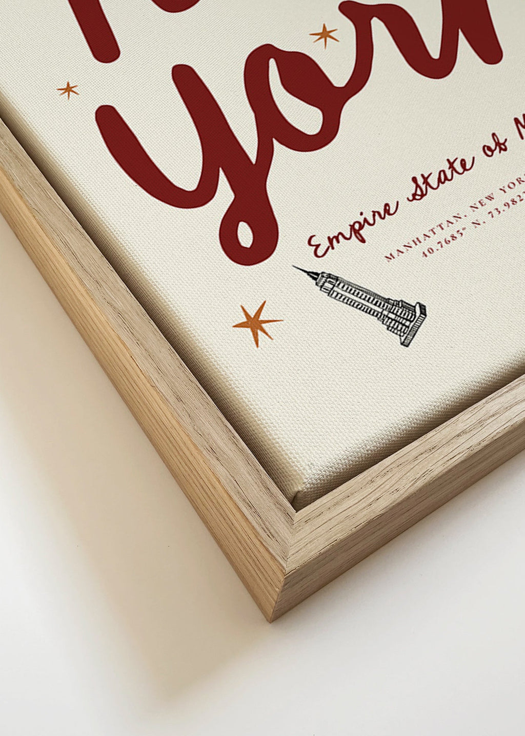 Poster di viaggio New York con lettering bordeaux