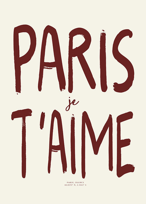Poster di viaggio tipografico Paris je t'aime
