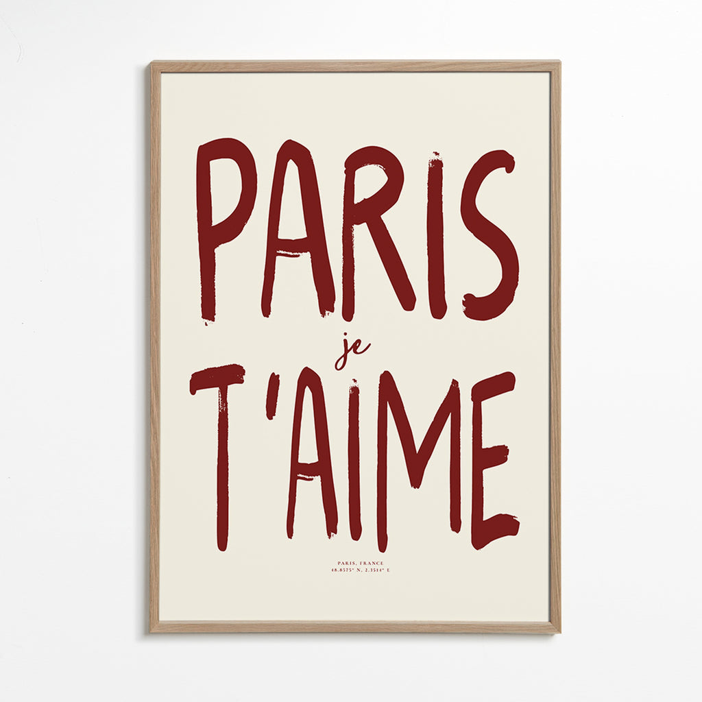Poster di viaggio tipografico Paris je t'aime