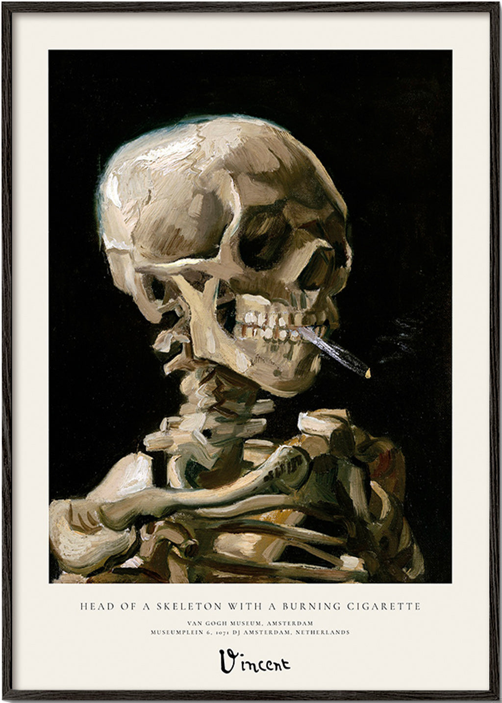 Calavera vintage con sigaretta accesa
