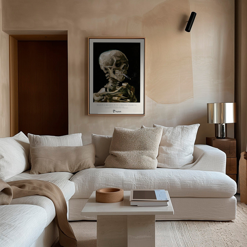 Calavera vintage con sigaretta accesa