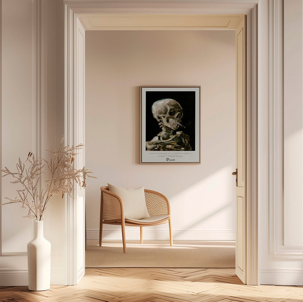 Calavera vintage con sigaretta accesa