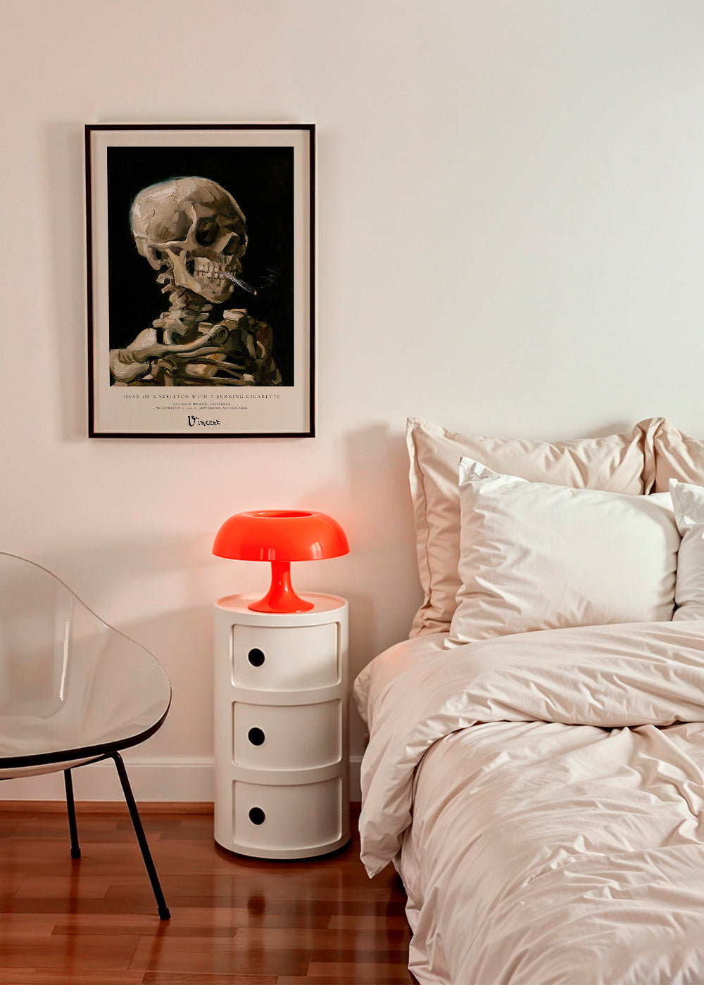 Calavera vintage con sigaretta accesa