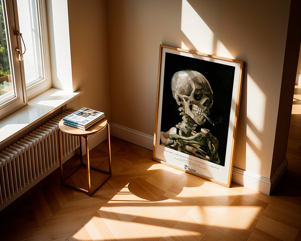Calavera vintage con sigaretta accesa