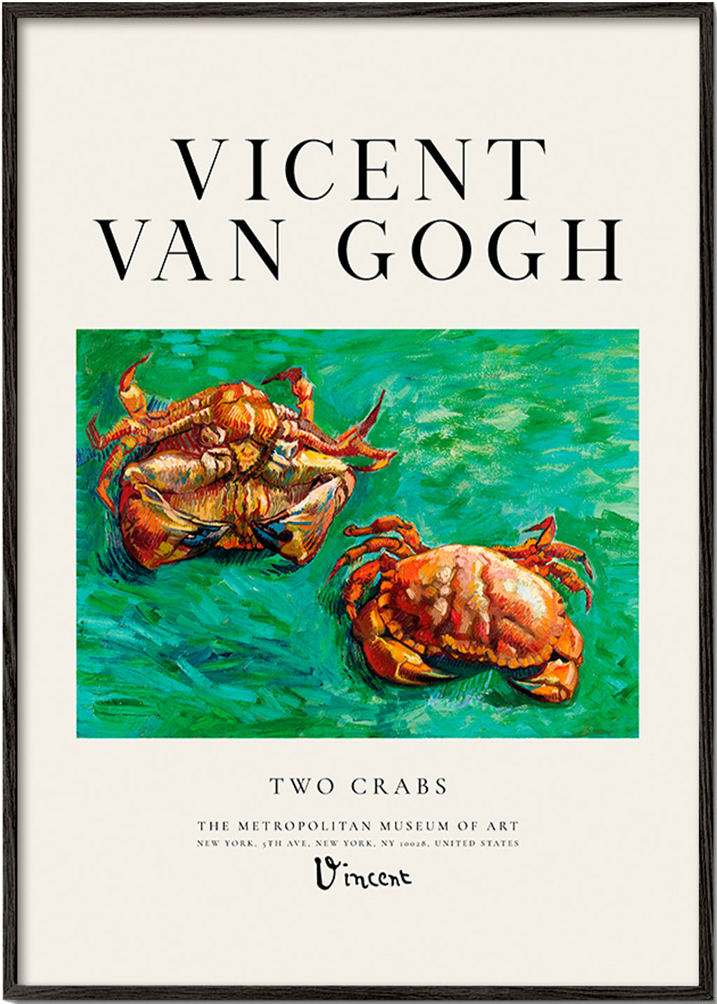 Two Crabs di Van Gogh — Granchi su sfondo verde