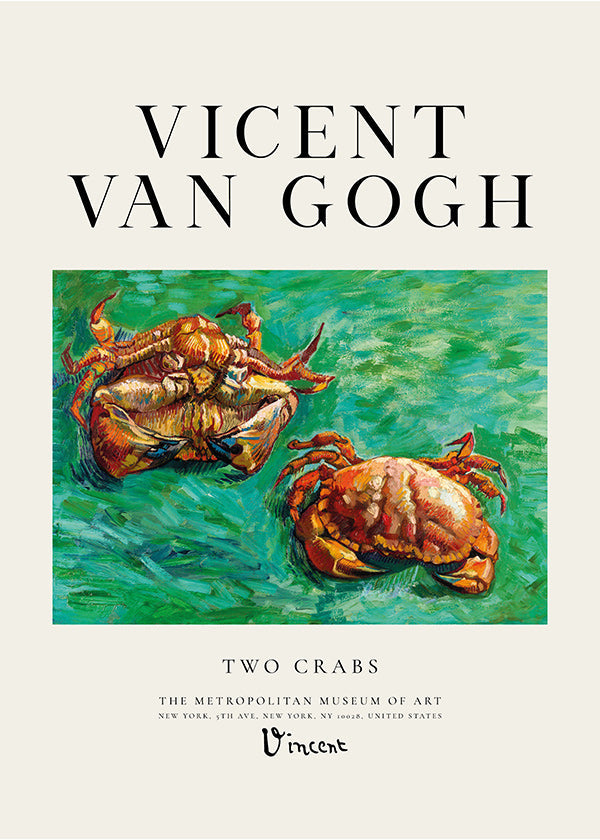 Two Crabs di Van Gogh — Granchi su sfondo verde