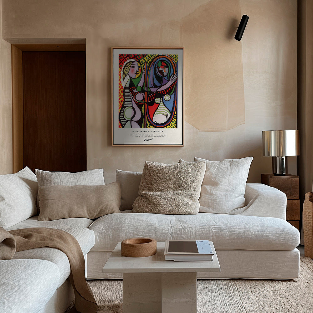 Quadro astratto con figura e specchio