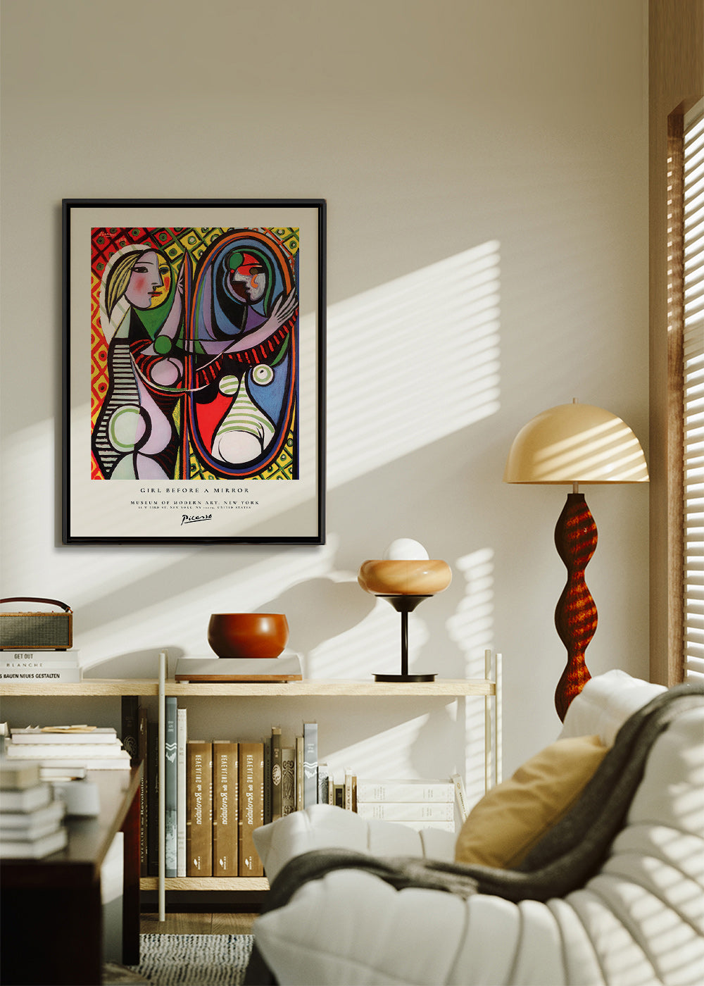 Quadro astratto con figura e specchio