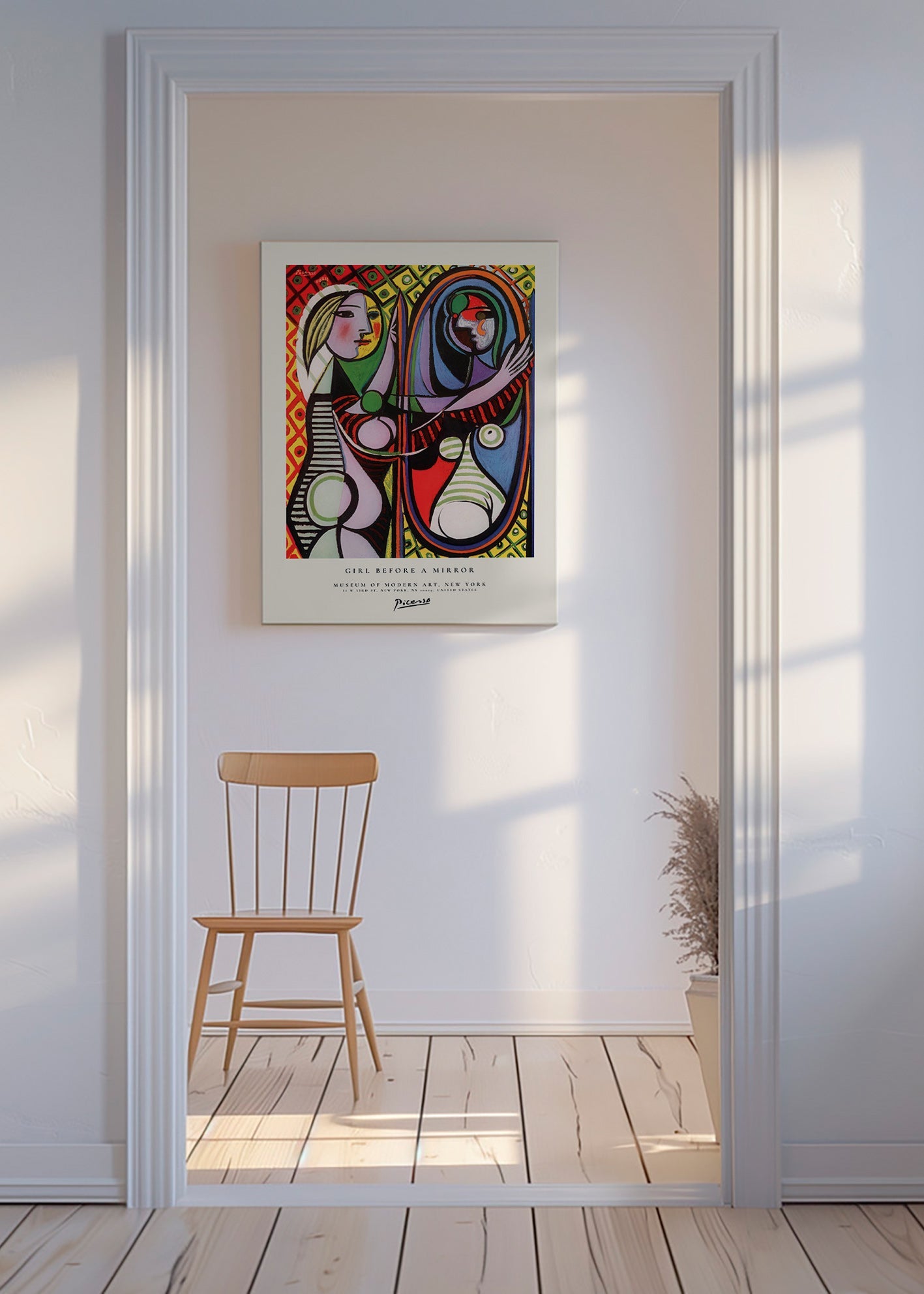 Quadro astratto con figura e specchio