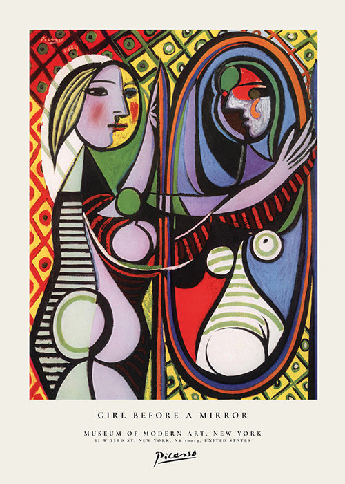 Quadro astratto con figura e specchio