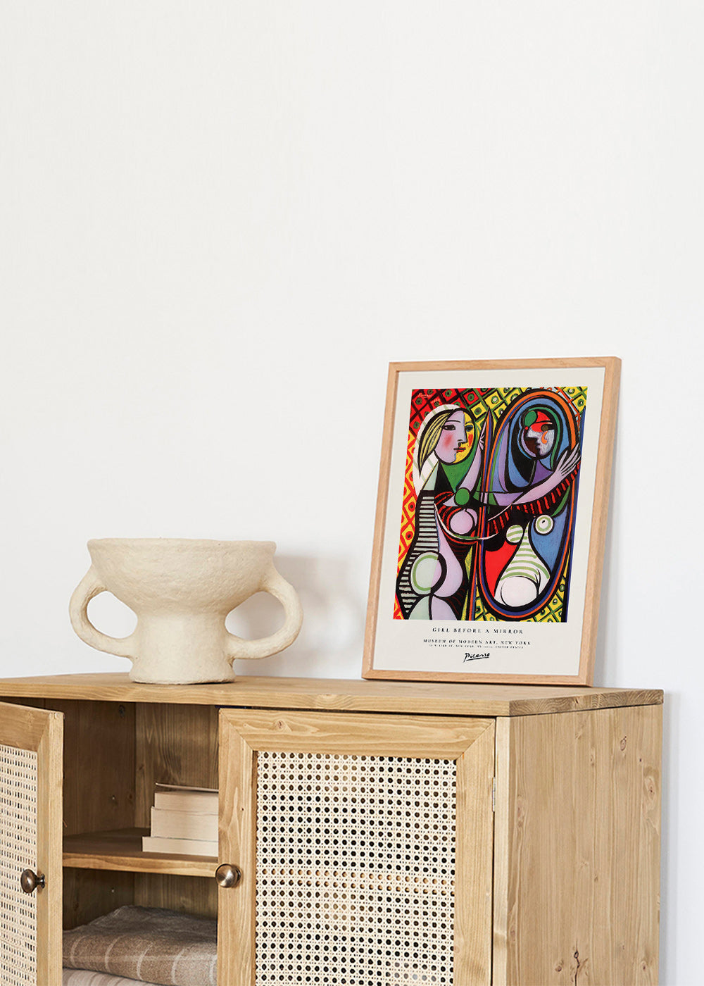 Quadro astratto con figura e specchio