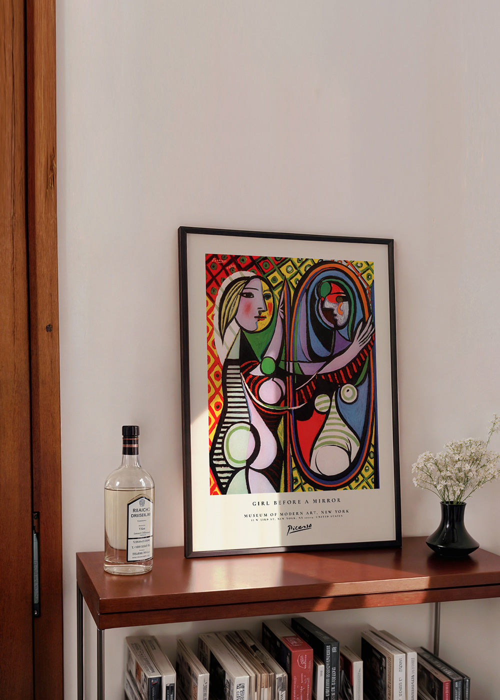 Quadro astratto con figura e specchio