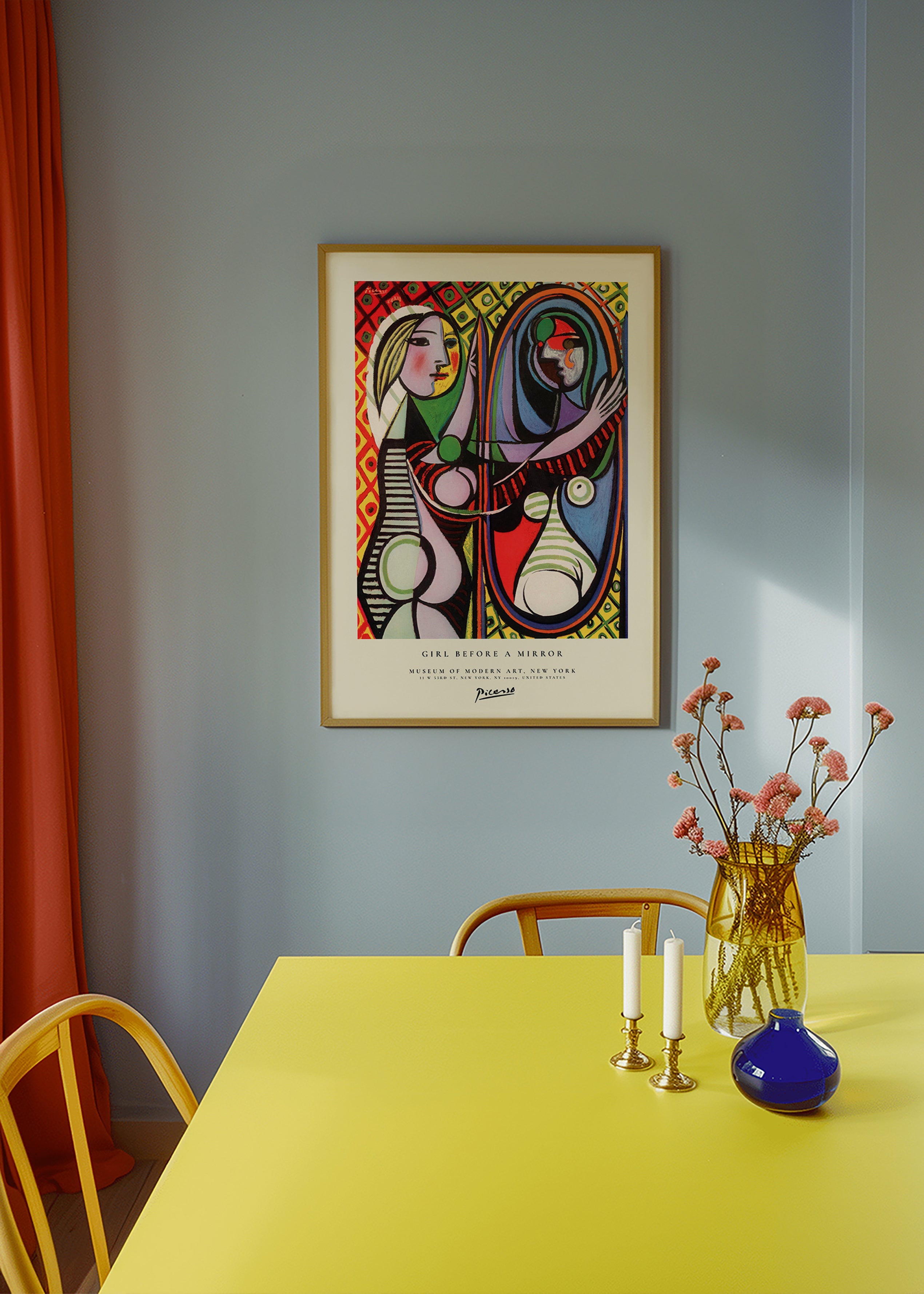 Quadro astratto con figura e specchio