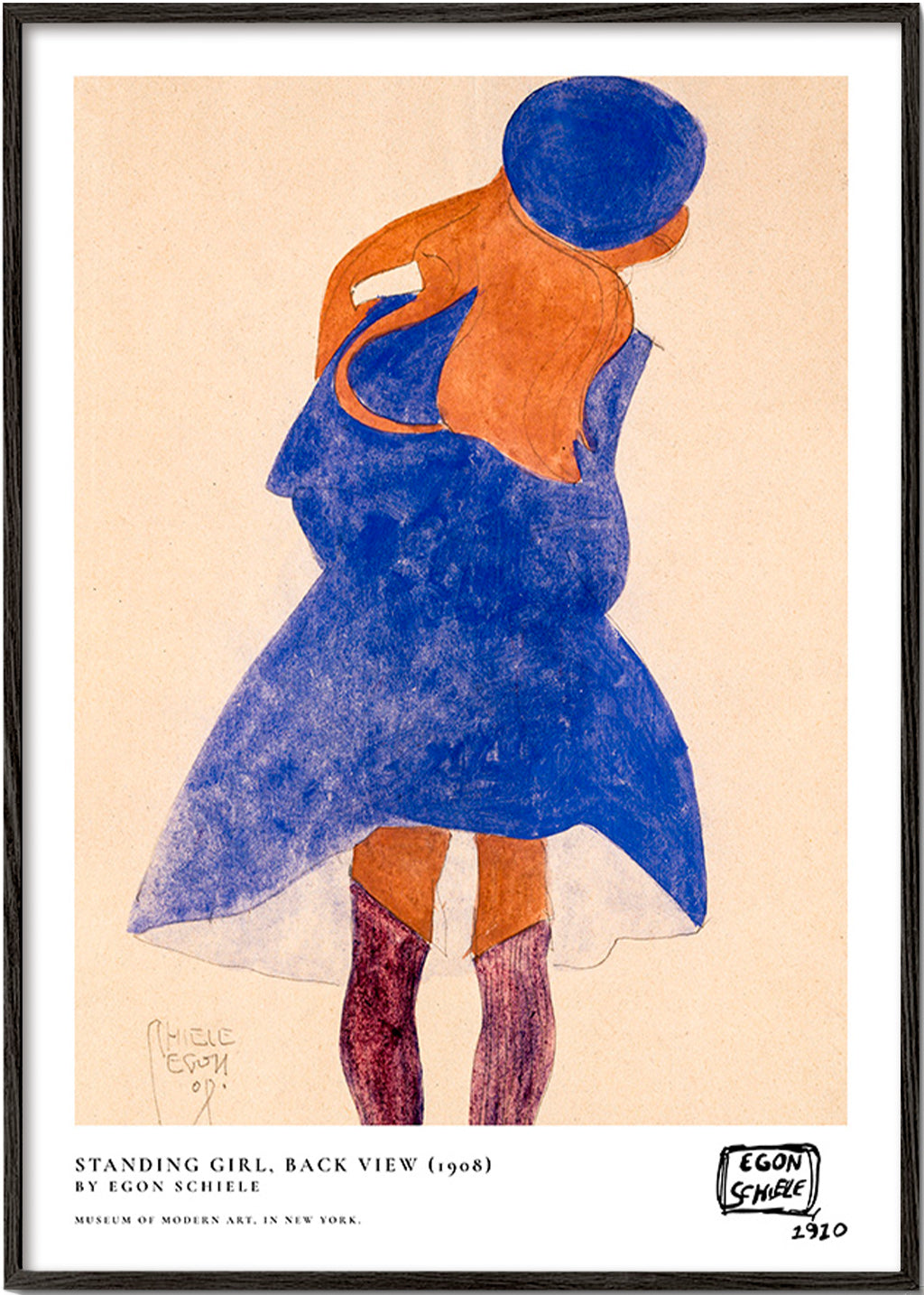 Illustrazione: figura femminile di spalle in blu