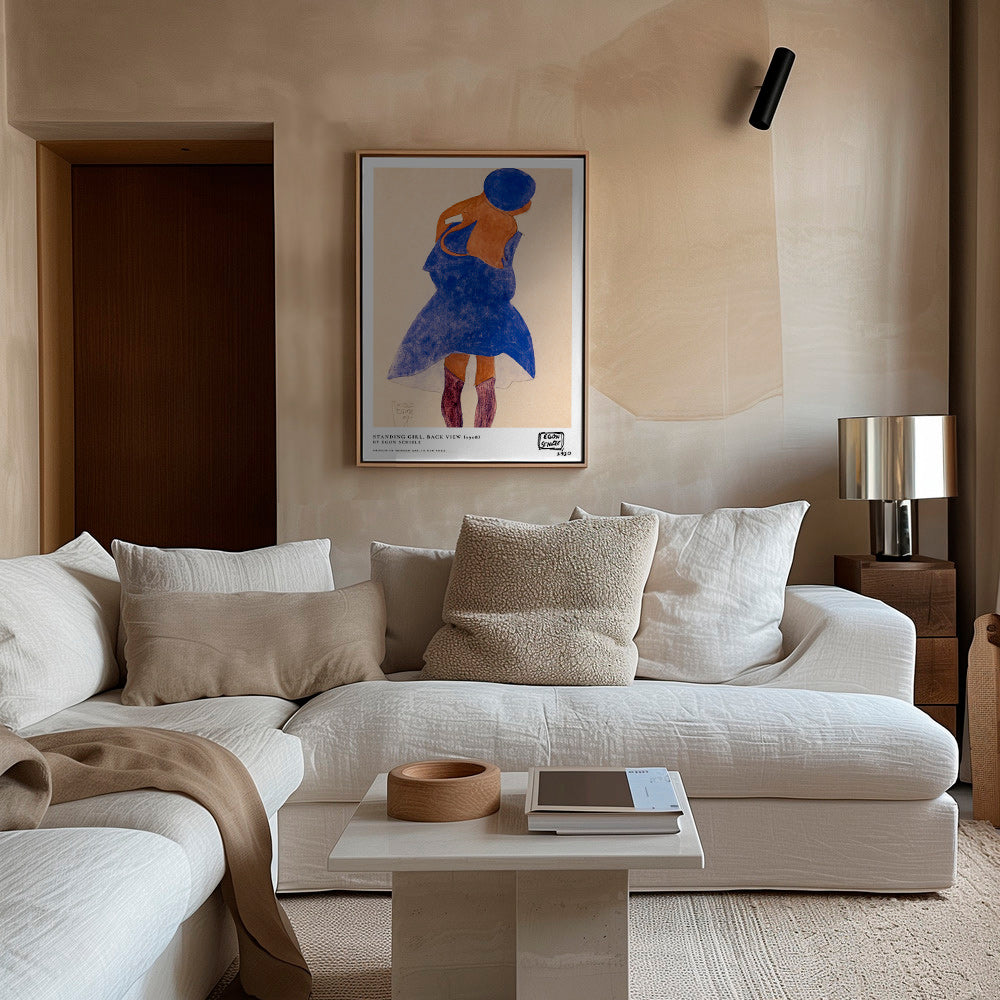 Illustrazione: figura femminile di spalle in blu