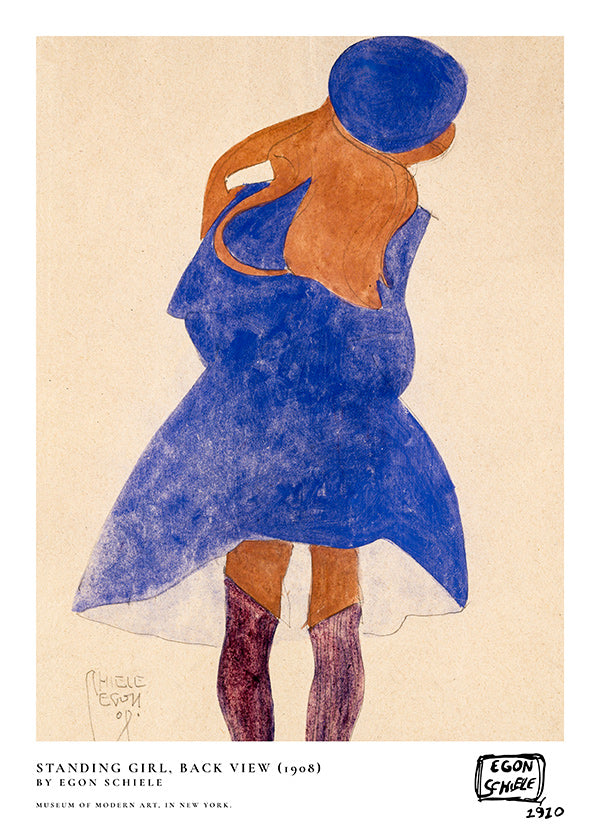 Illustrazione: figura femminile di spalle in blu