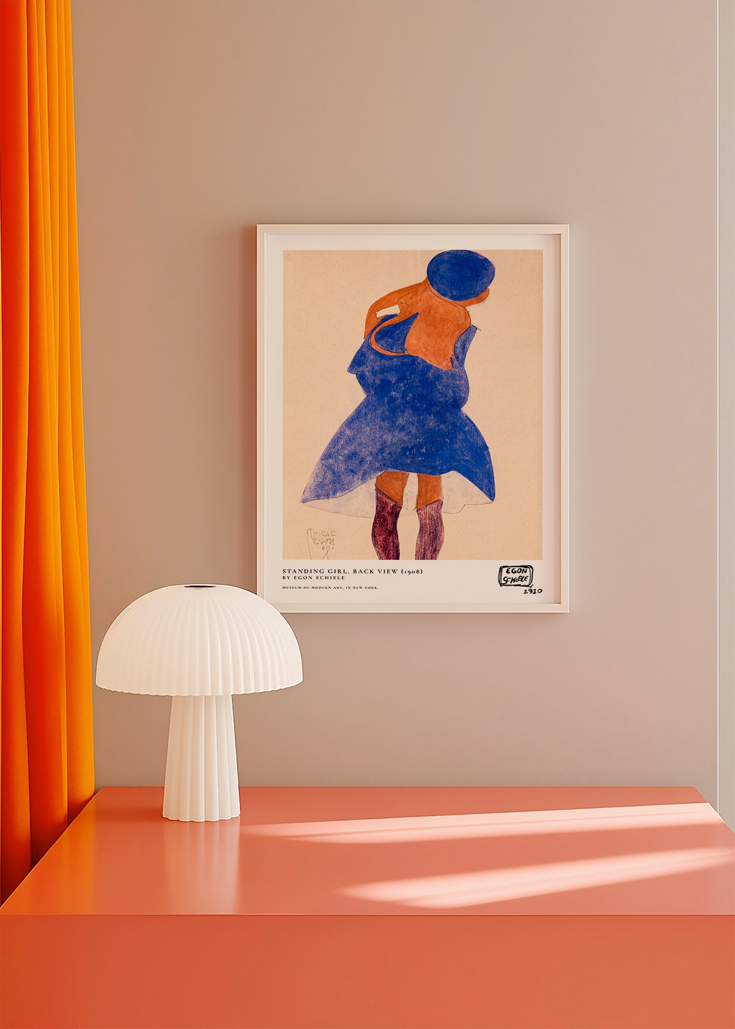Illustrazione: figura femminile di spalle in blu