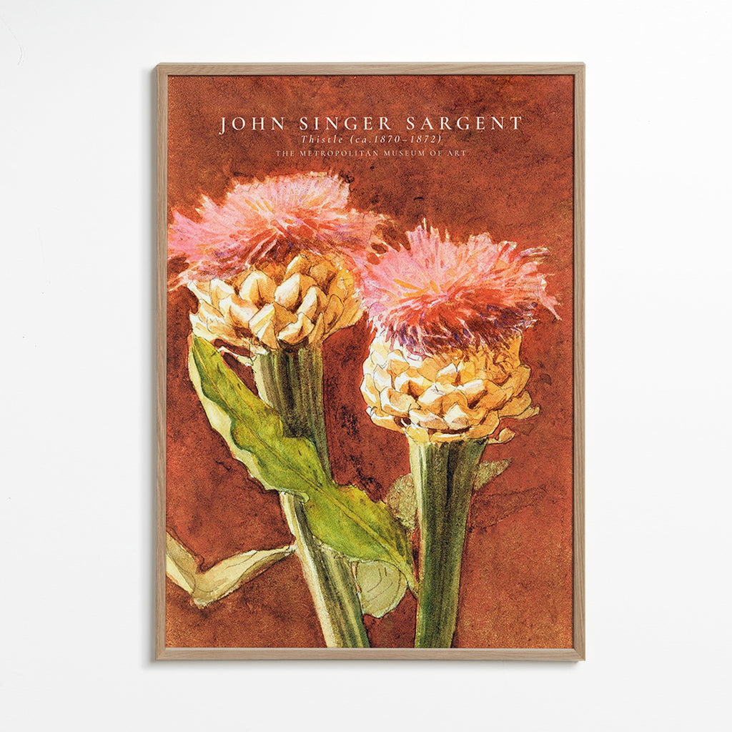 Stampa botanica con cardi rosa