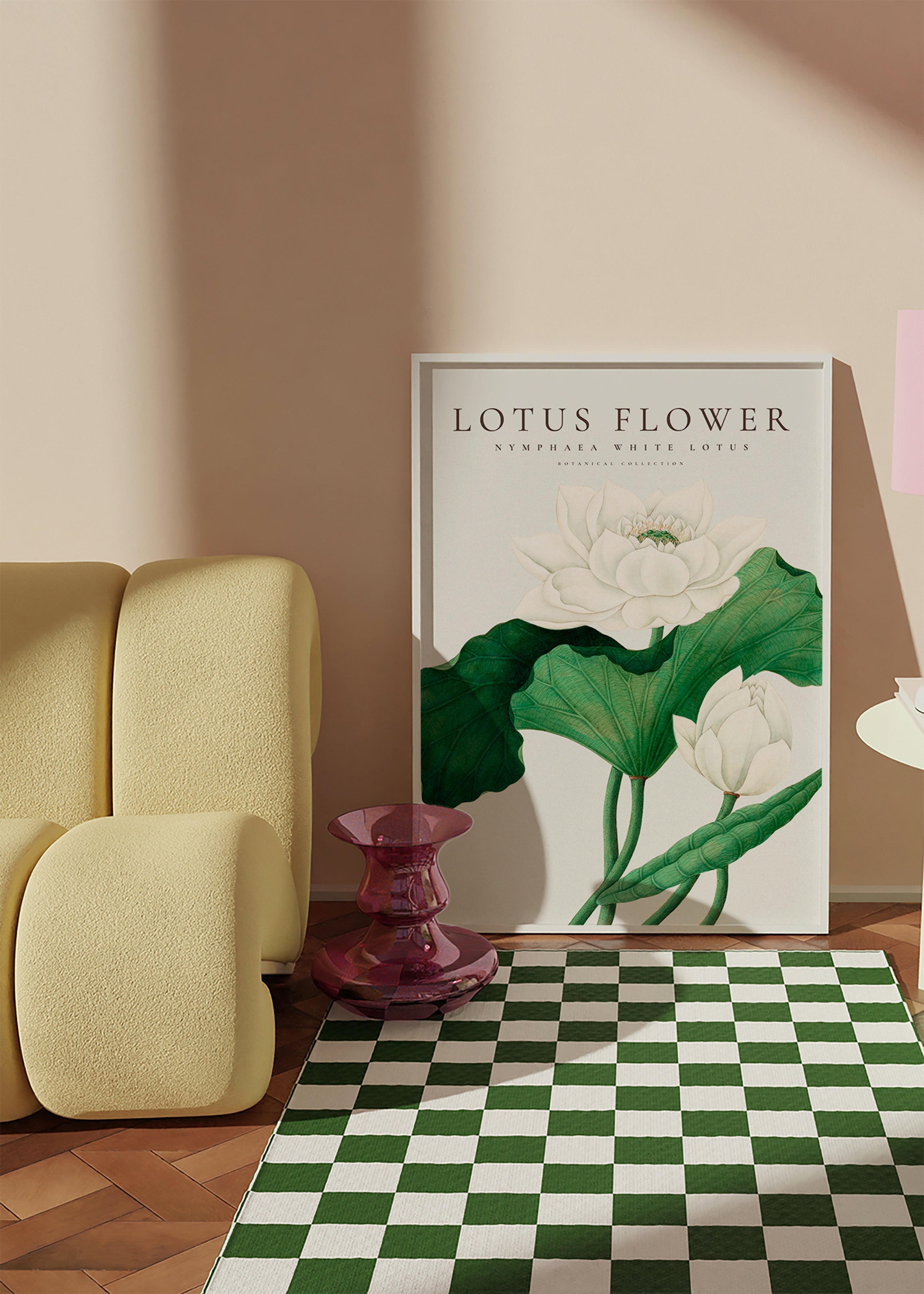 Stampa botanica Fiore di loto bianco studio