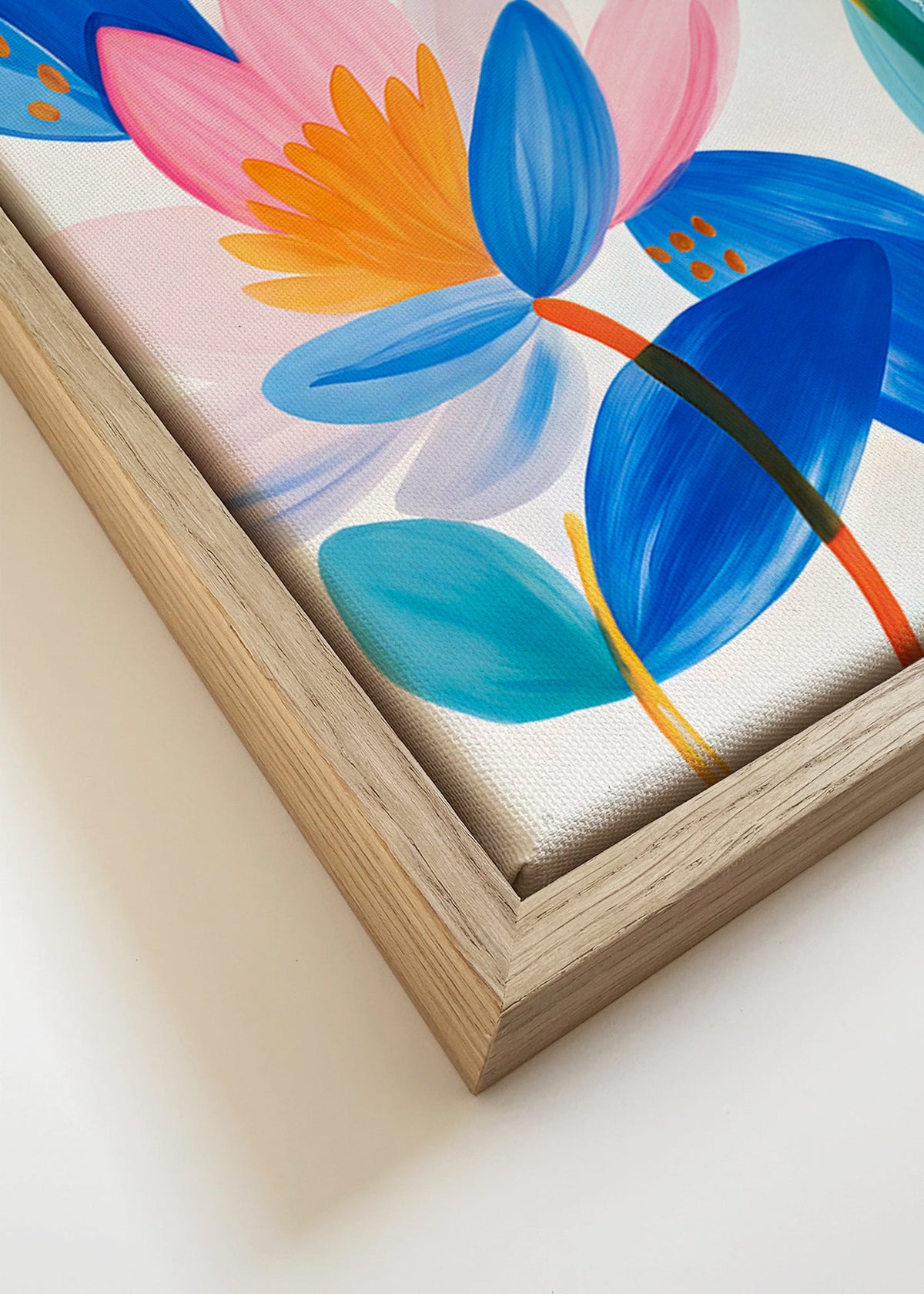 Stampa botanica fiori rosa e blu