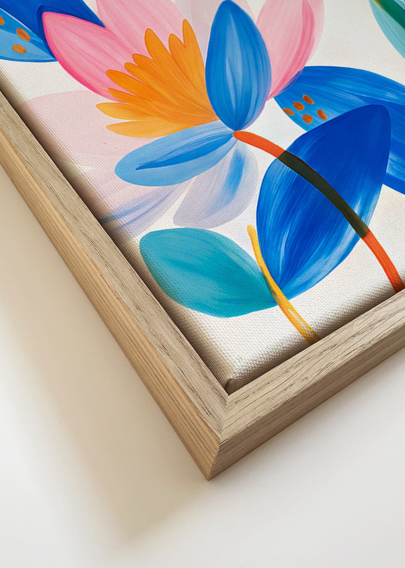 Stampa botanica fiori rosa e blu