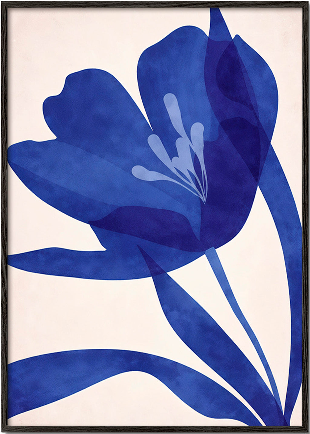 Stampa botanica fiore blu stilizzato
