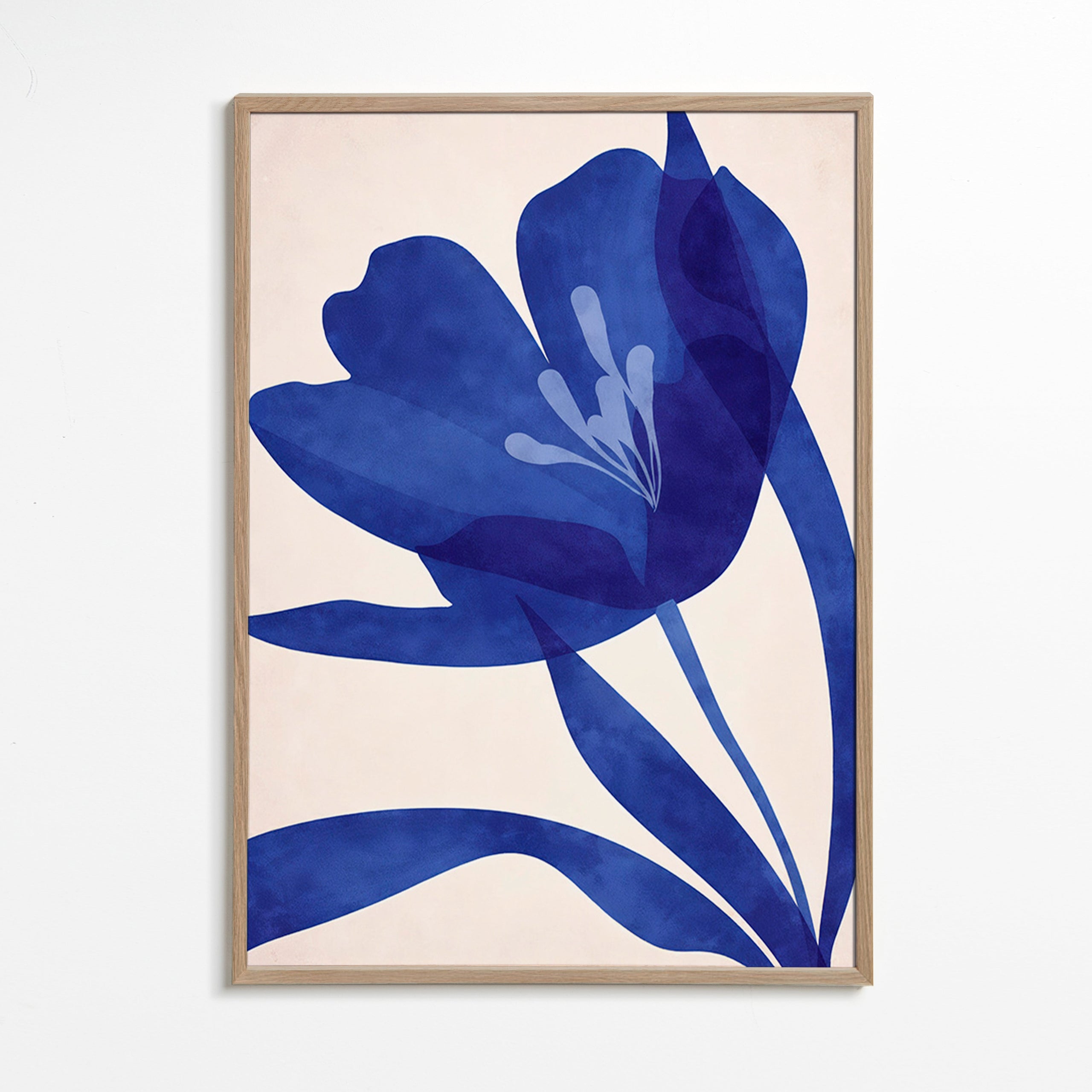 Stampa botanica fiore blu stilizzato