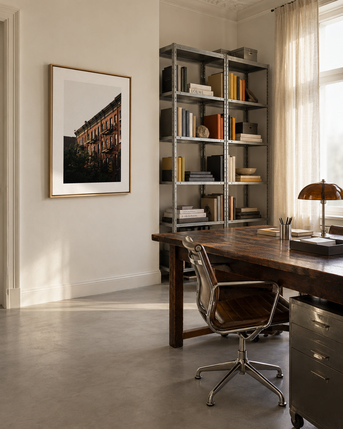 Downtown Corner - Framed canvas in an interior
