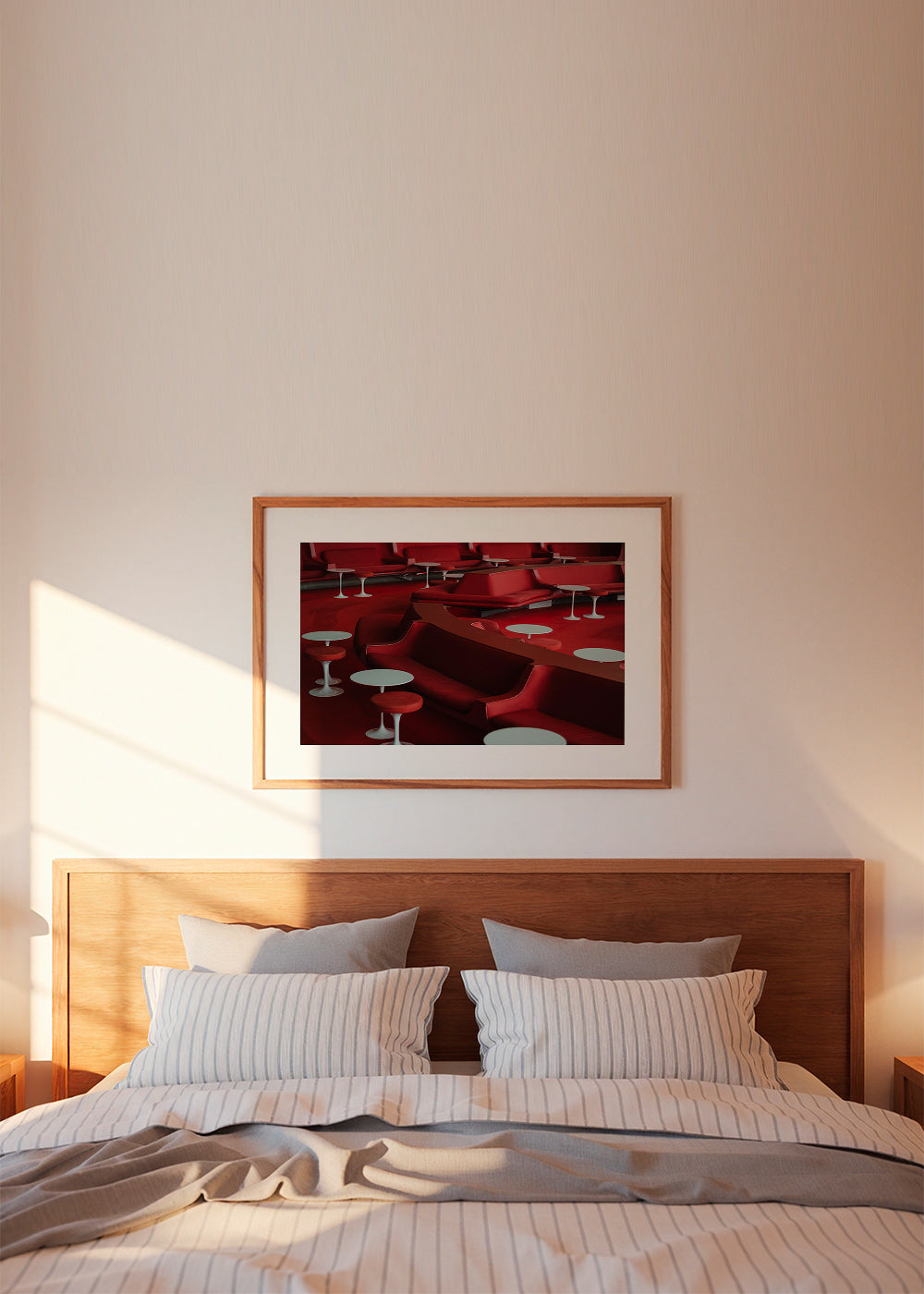 Fotografia lounge rossa con sedute curve