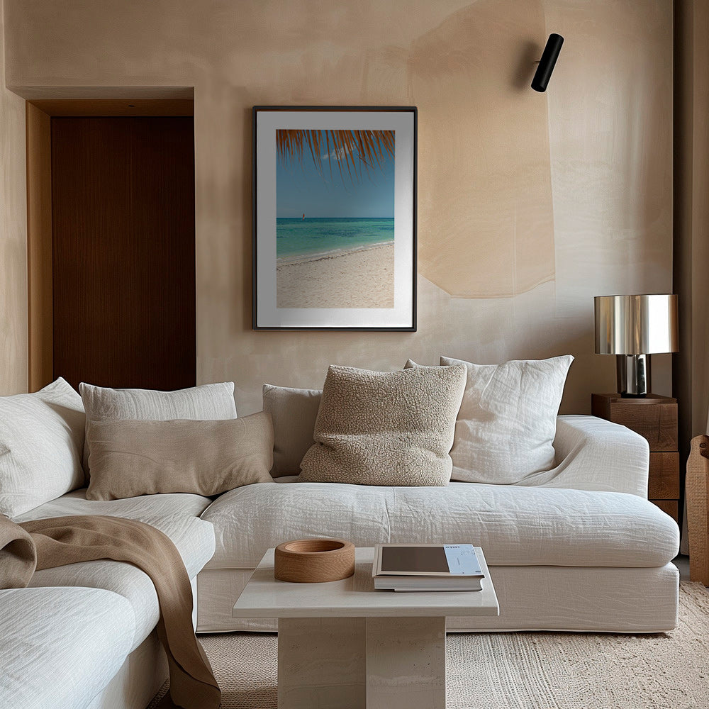 Quadro paesaggio: spiaggia caraibica con palma