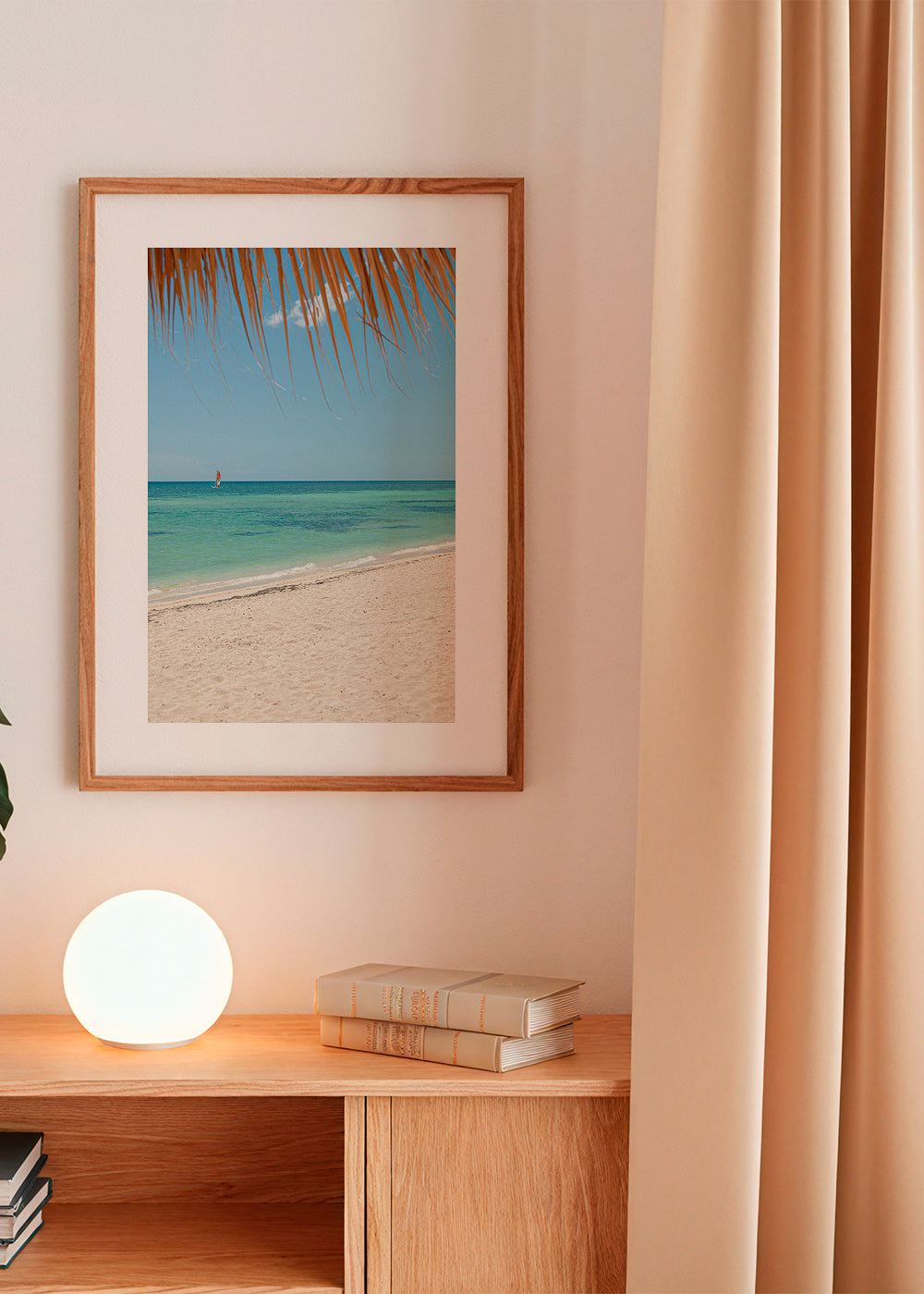 Quadro paesaggio: spiaggia caraibica con palma